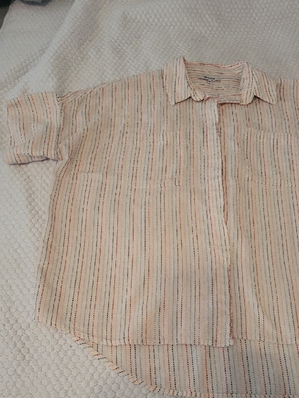 Madewell Stitched Multicolor 100% Cotton Boxy Button Down Camp Shirt Size Large - Picture 2 of 7